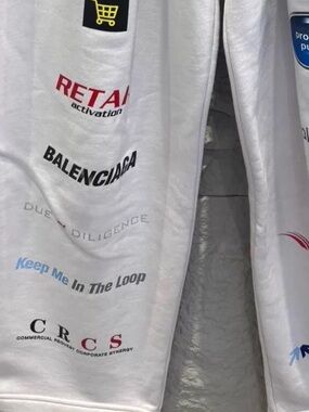 Balenciaga White Graphic Logo UNISEX Sweatpants